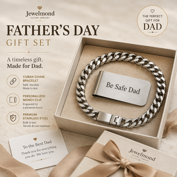 Personalized Money Clip & Cuban Chain Bracelet Gift Set for Dad | Custom Engraved Father's Day Gift