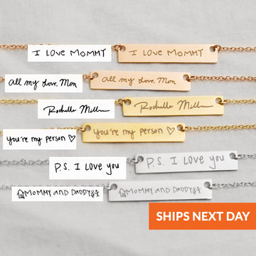 Personalized Handwriting Bar Necklace — Custom Signature Keepsake