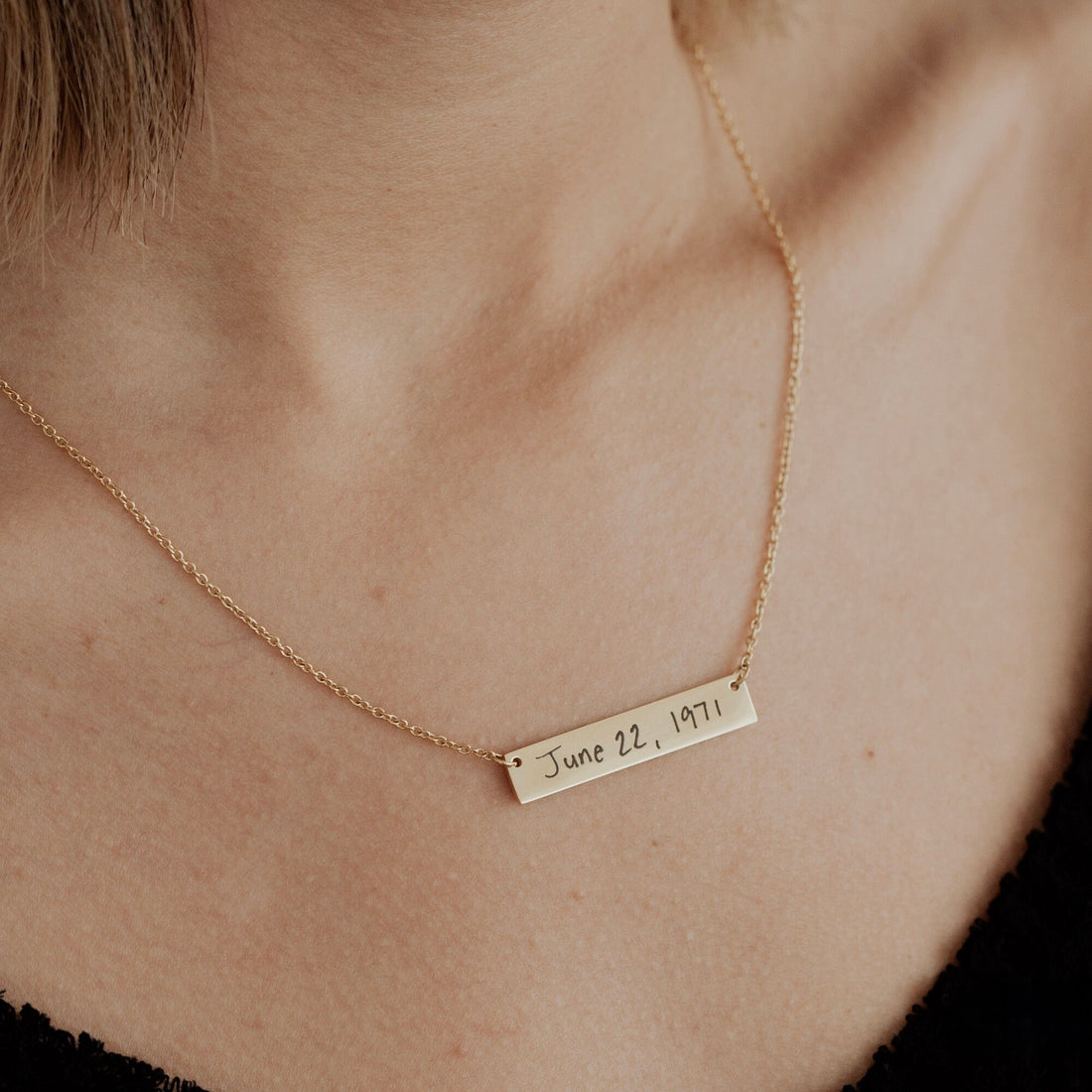 Personalized Handwriting Bar Necklace — Custom Signature Keepsake