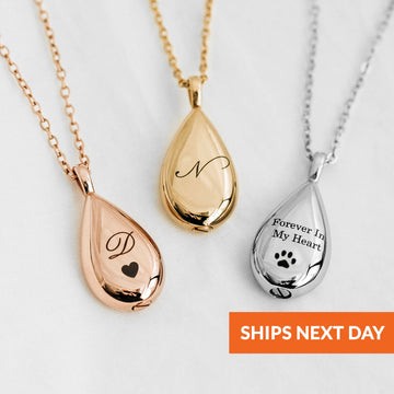 Teardrop Ashes Urn Necklace — Memorial Keepsake Pendant
