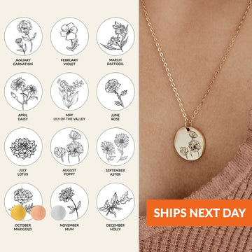 Personalized Birth Flower Necklace — Meaningful Floral Keepsake