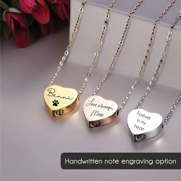 Heart Urn Necklace — Engraved Memorial Pendant