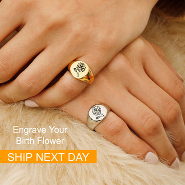 Personalized Birth Flower Ring