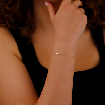 Dainty Personalized Script Name Bracelet: Custom 14k Gold Filled or Sterling Silver Handmade Bracelet